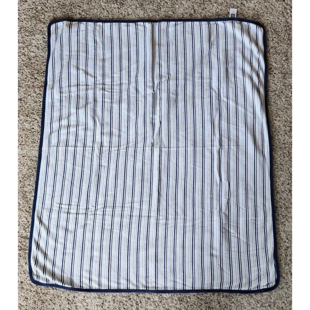 Carter's Baby Blanket Receiving Swaddle‎ Jersey Cotton Blue/Brown/White Striped